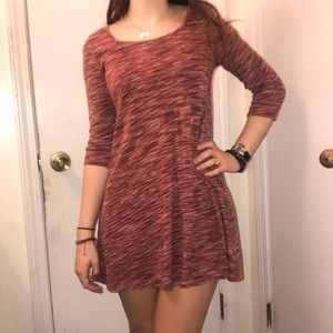 Orange multicolor dress with quarter length sleeve